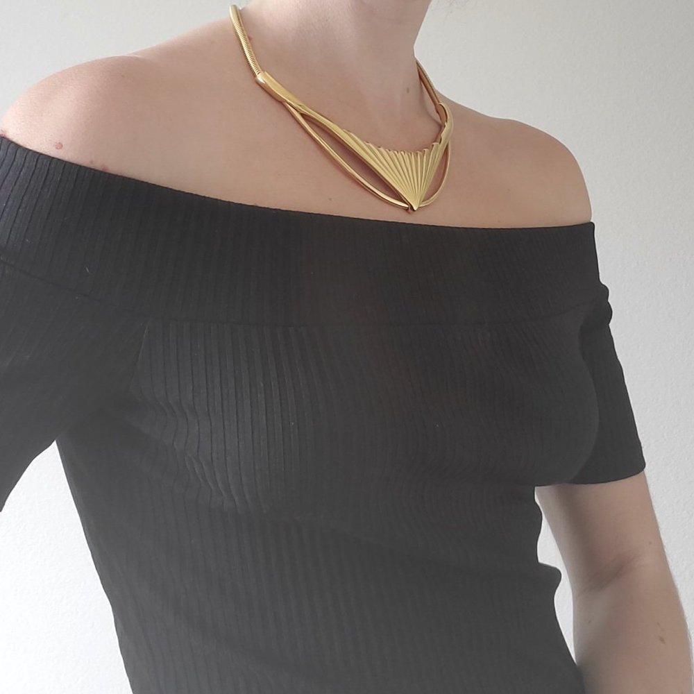 Vintage Gold Modernist Chocker Necklace